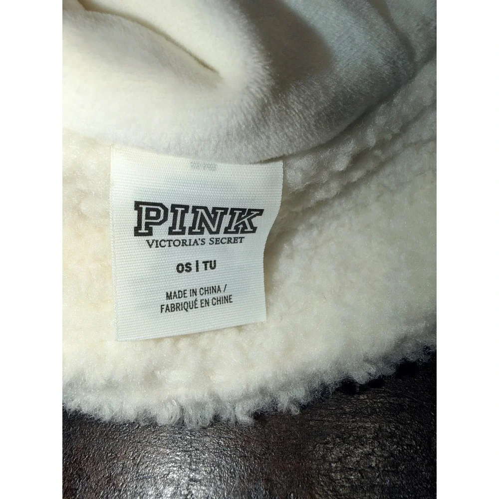 PINK Victoria's Secret Sherpa Bucket Hat Cream Off White Shearling‎ OSFM